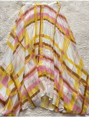Massimo Dutti White Skirt with Pink & Yellow Accents